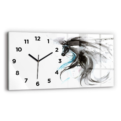 Horloge murale horizontale Cheval et femme abstraits
