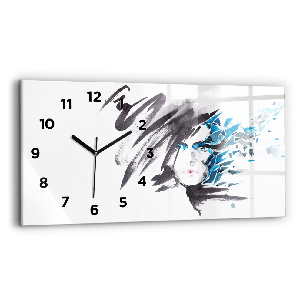 Horloge rectangulaire horizontale Visage abstrait d'une femme