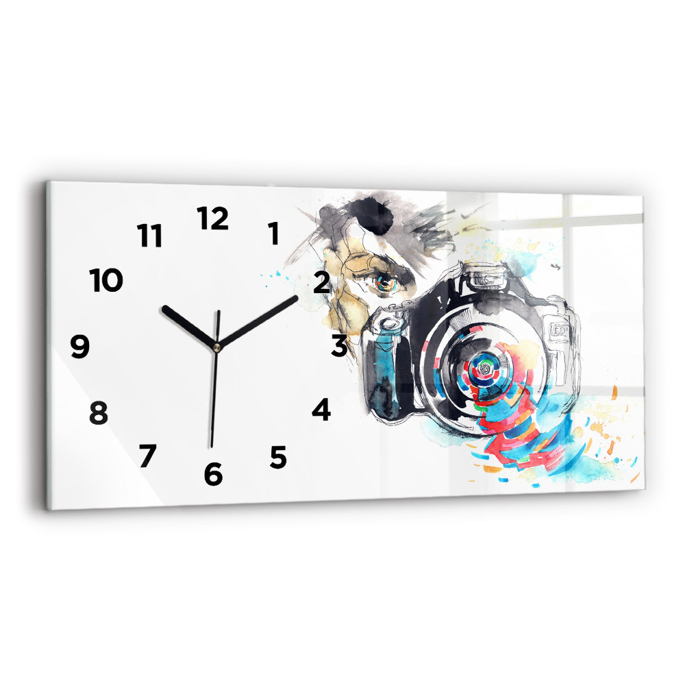 Horloge horizontale en verre Appareil photo de femme photographe
