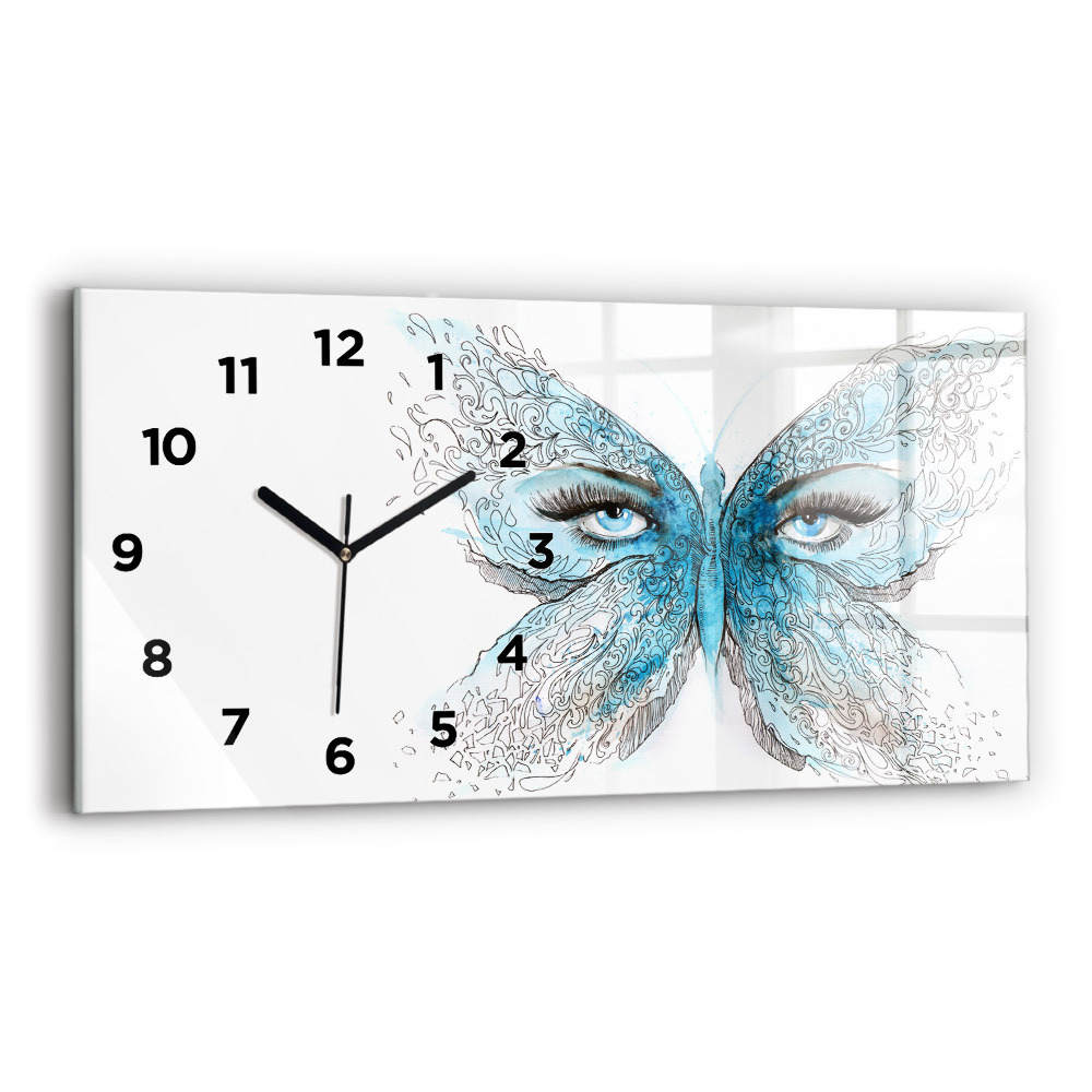 Horloge horizontale en verre Visage en forme de papillon