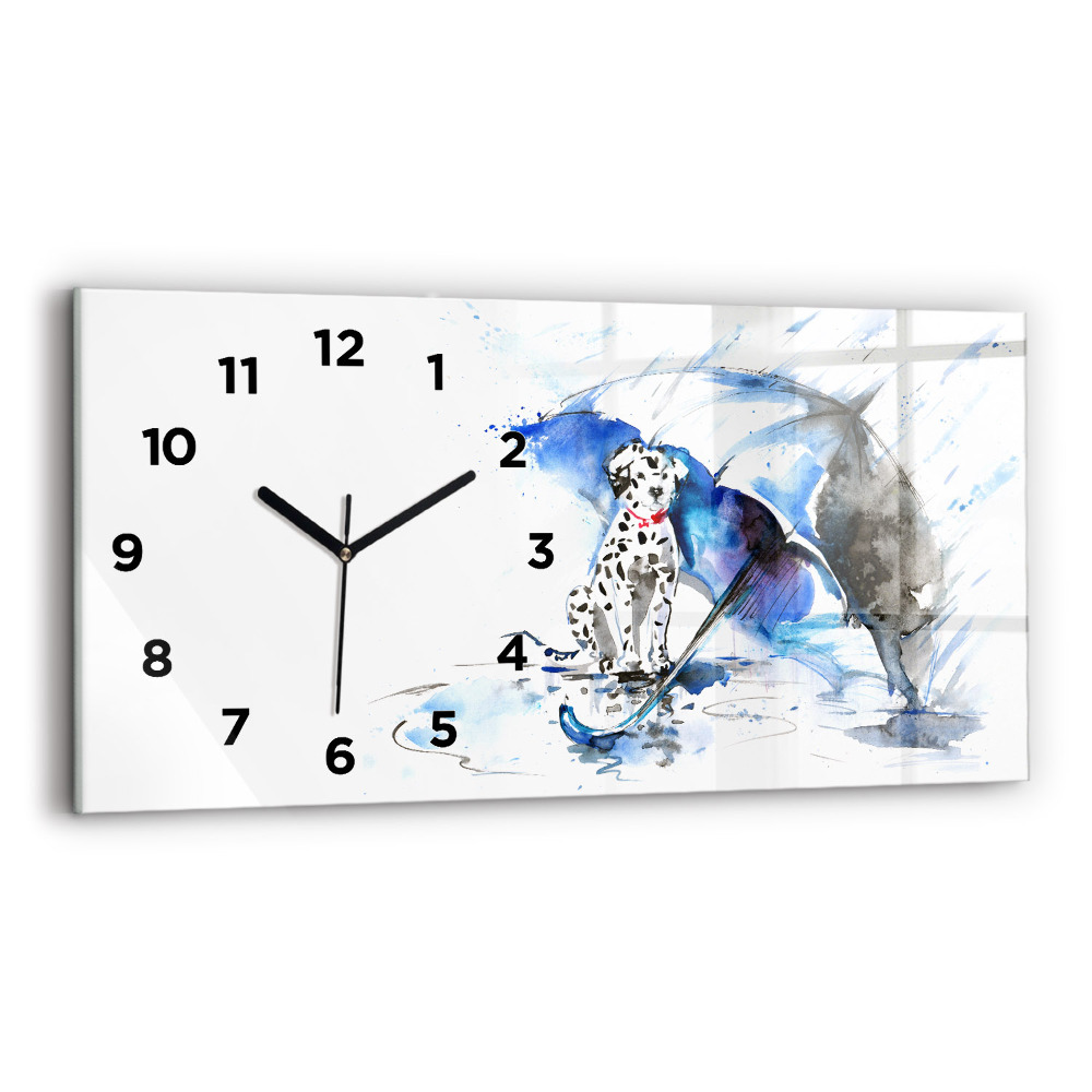 Horloge horizontale en verre Dalmatien et parapluie