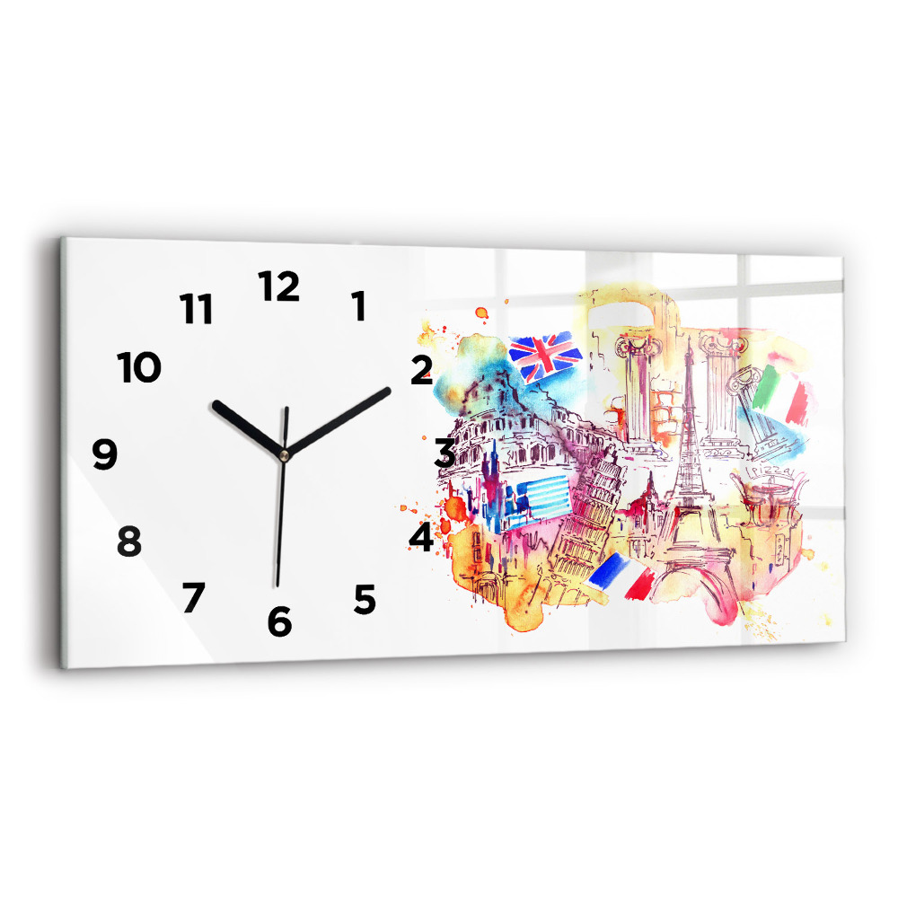 Horloge rectangulaire horizontale Pays attrayants du monde