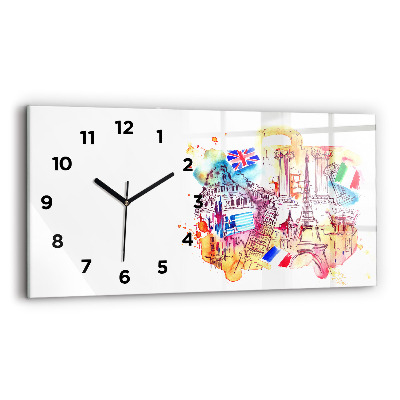 Horloge rectangulaire horizontale Pays attrayants du monde