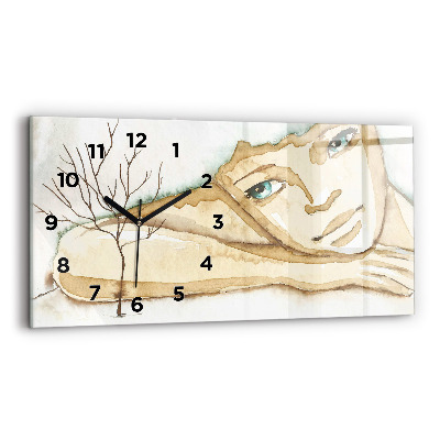 Horloge rectangulaire horizontale Portrait de femme