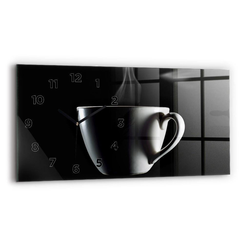 Horloge horizontale en verre Tasse de café