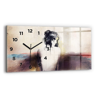 Horloge rectangulaire horizontale Portrait abstrait d'une femme