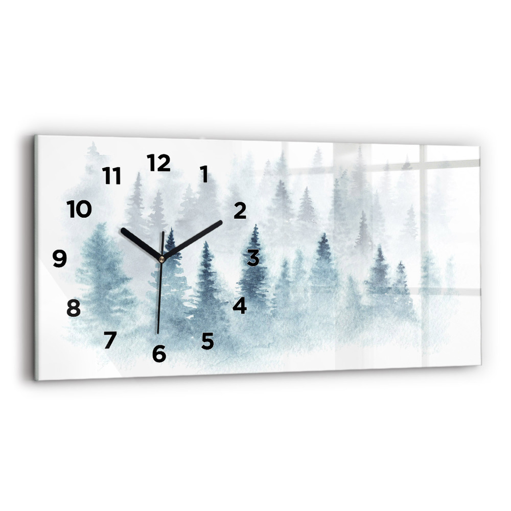 Horloge horizontale en verre Forêt d'hiver