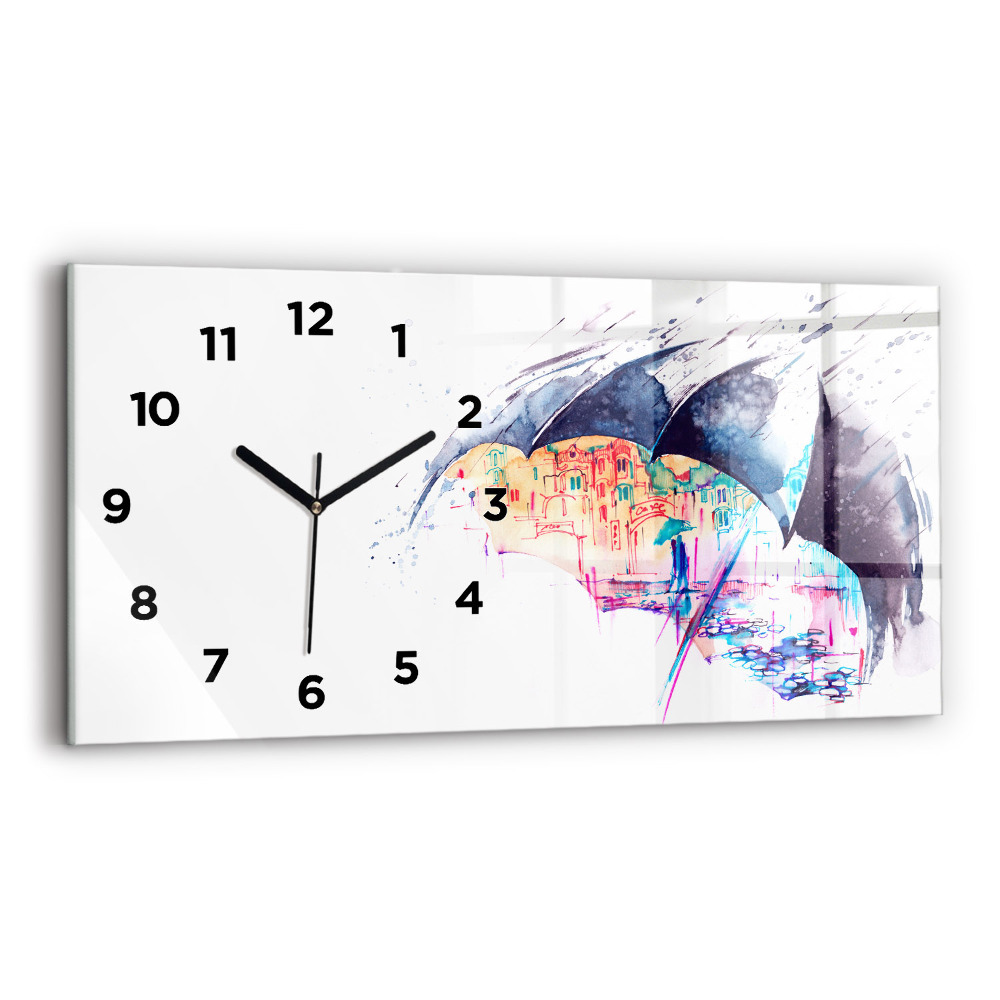 Horloge horizontale en verre Parapluie et ville