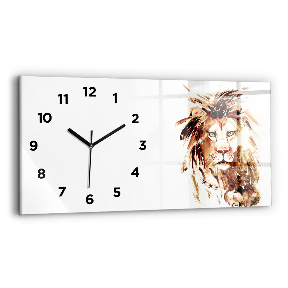Horloge rectangulaire horizontale Illustration d'un lion brun