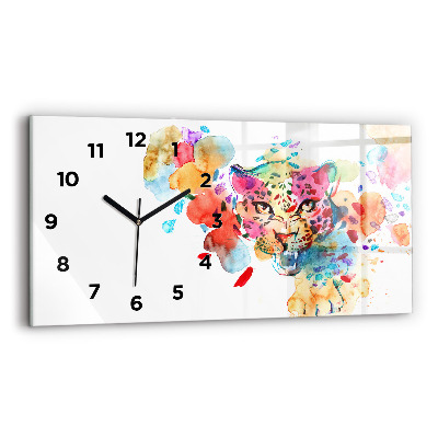 Horloge murale horizontale Chat sauvage abstrait