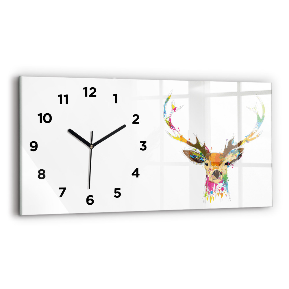 Horloge rectangulaire horizontale Tête de cerf colorée