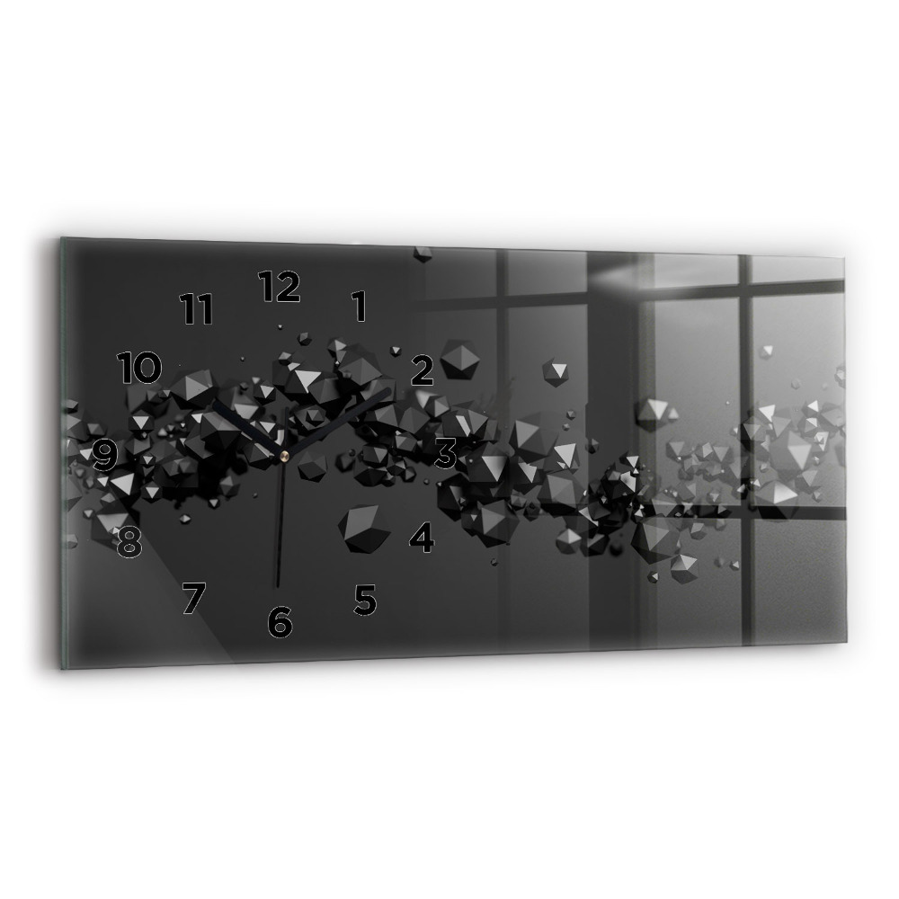 Horloge horizontale en verre Abstraction noire