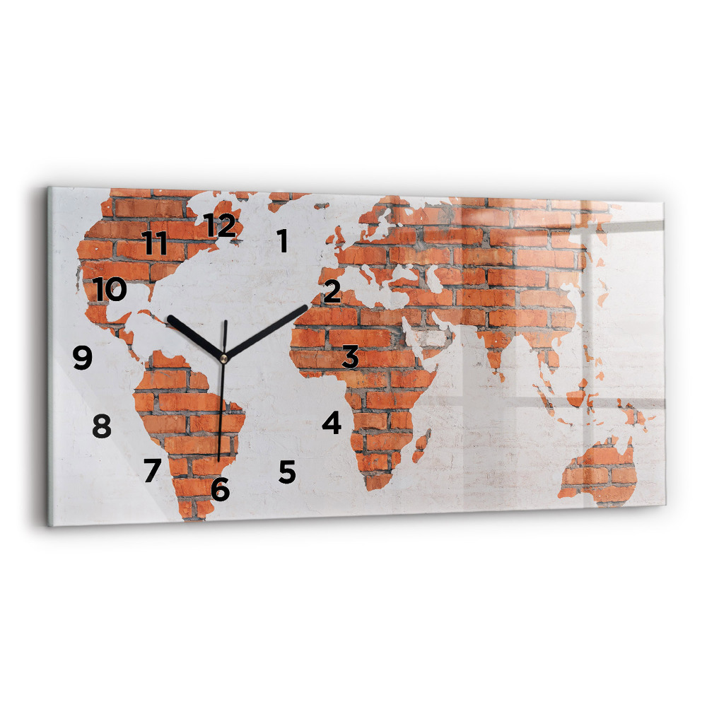 Horloge horizontale en verre Carte du monde en briques