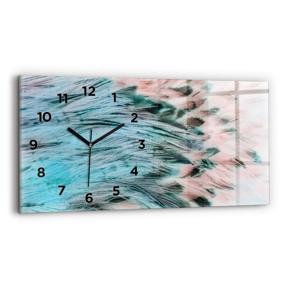 Horloge horizontale en verre Plumes colorées