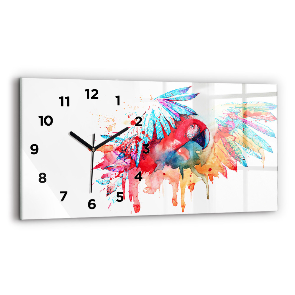 Horloge rectangulaire horizontale Perroquet rouge coloré