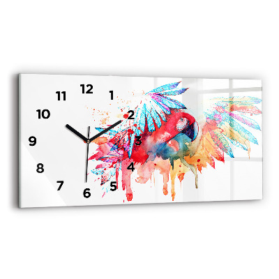 Horloge rectangulaire horizontale Perroquet rouge coloré