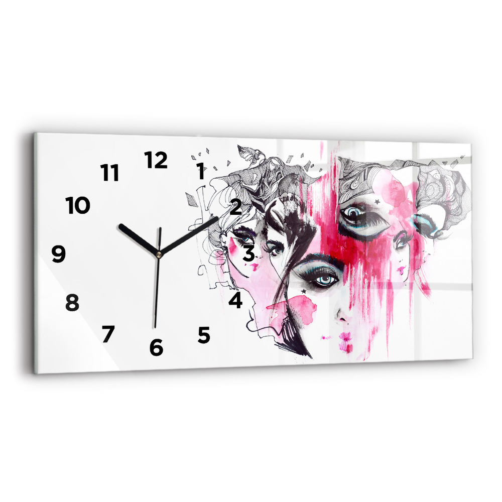 Horloge murale horizontale Plusieurs visages abstraits