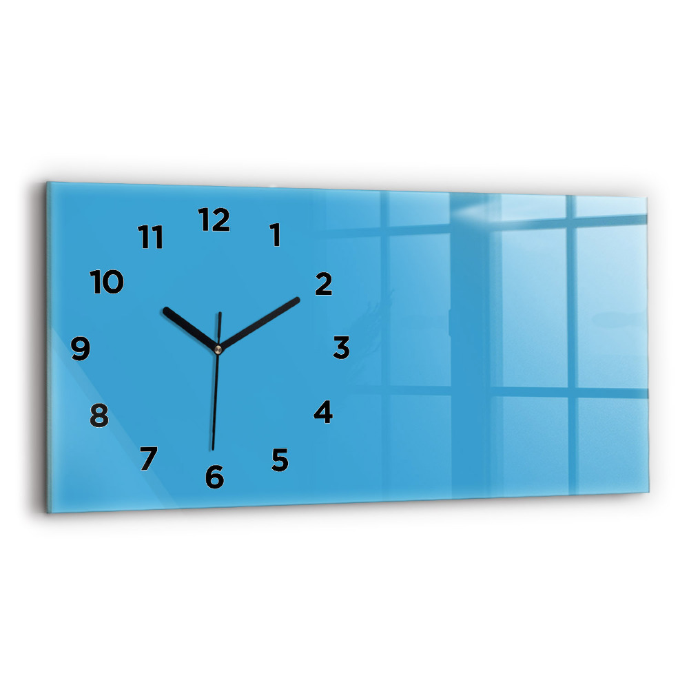 Horloge horizontale en verre La couleur bleue