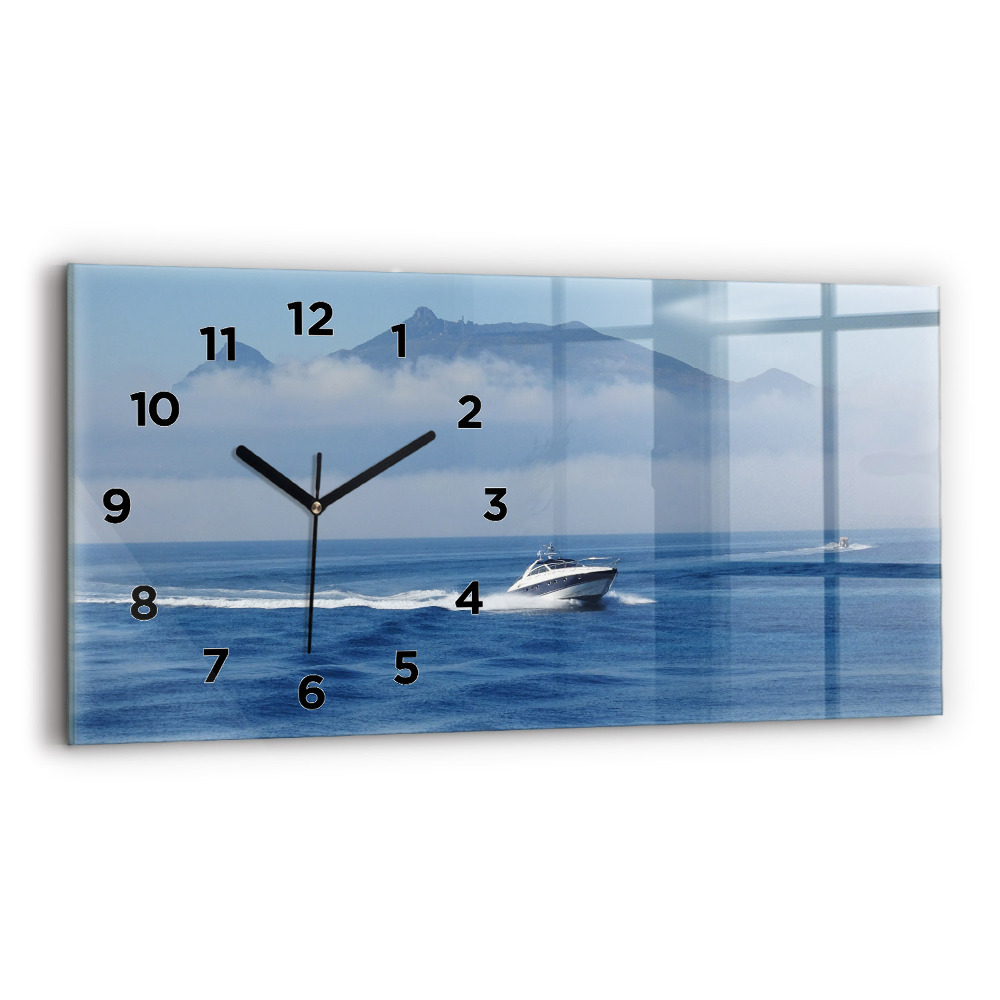 Horloge horizontale en verre Bateau flottant sur l'océan