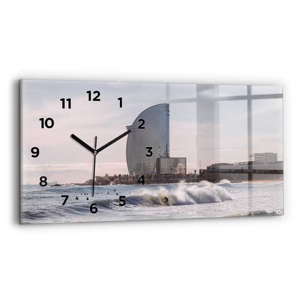 Horloge rectangulaire horizontale Surfeur de Barcelone