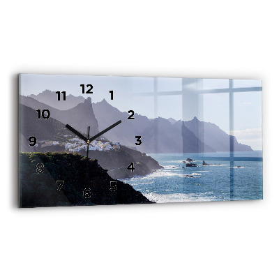 Horloge horizontale en verre Montagnes au bord de l'océan