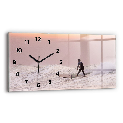 Horloge horizontale en verre Surfeur à Hawaï