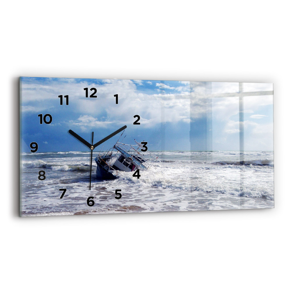 Horloge horizontale en verre Bateau coulé