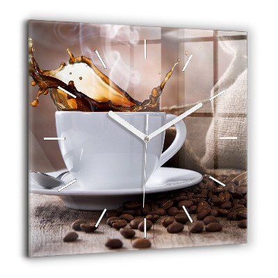 Horloge murale carrée 60x60 cm Tasse de café