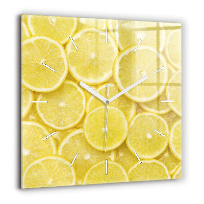 Pendule carrée en verre 60x60 cm Tranches de citron