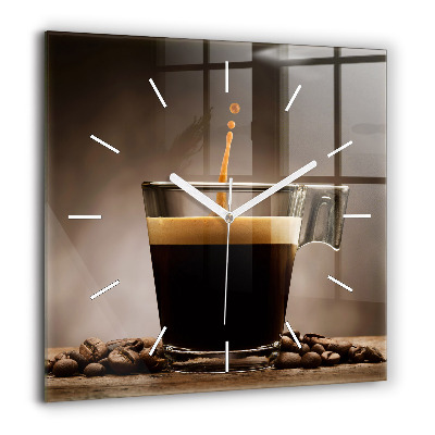 Pendule carrée en verre 60x60 cm Tasse de café