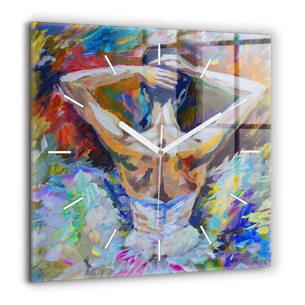 Horloge murale carrée 60x60 cm Ballerine peinte