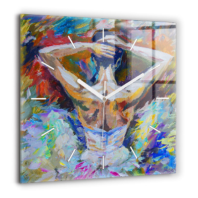 Horloge murale carrée 60x60 cm Ballerine peinte