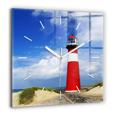 Pendule carrée en verre 60x60 cm Phare