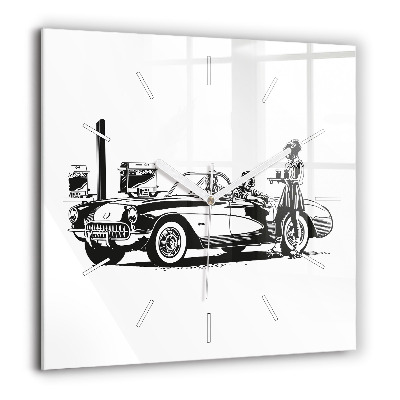 Horloge murale carrée 60x60 cm Illustration rétro