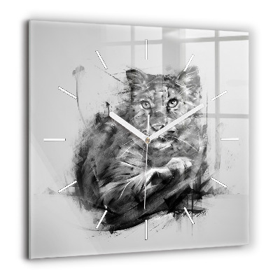 Horloge murale carrée 60x60 cm Lion peint
