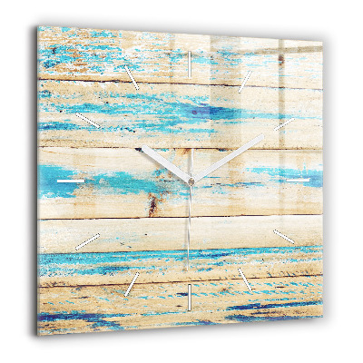 Horloge murale carrée 60x60 cm Bois rayé