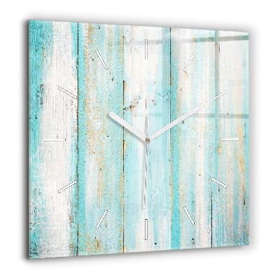 Horloge murale carrée 60x60 cm Planches bleues