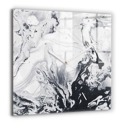 Pendule carrée en verre 60x60 cm Marbre abstrait à l'encre