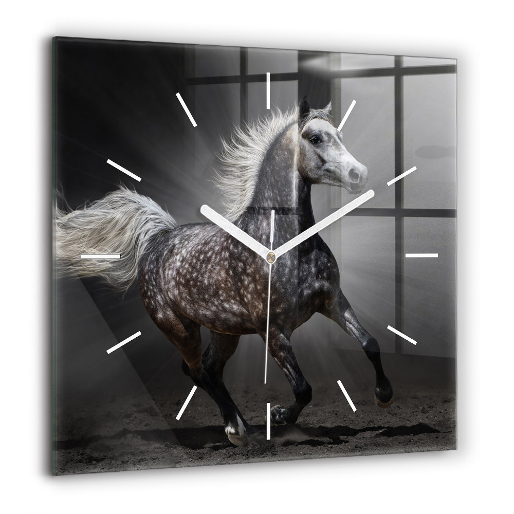 Horloge murale carrée 60x60 cm Cheval au galop
