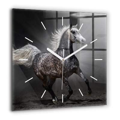 Horloge murale carrée 60x60 cm Cheval au galop