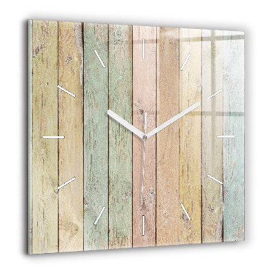 Pendule carrée en verre 60x60 cm Planches colorées