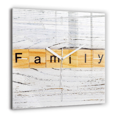 Horloge carrée en verre 60x60 cm Famille