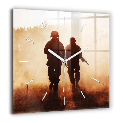 Pendule carrée en verre 60x60 cm Marines des États-Unis