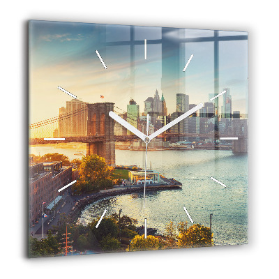 Horloge carrée en verre 60x60 cm New York Manhattan