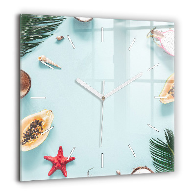 Horloge murale carrée 60x60 cm Composition d'été