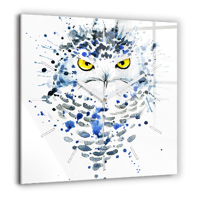 Horloge carrée en verre 60x60 cm Regard de hibou