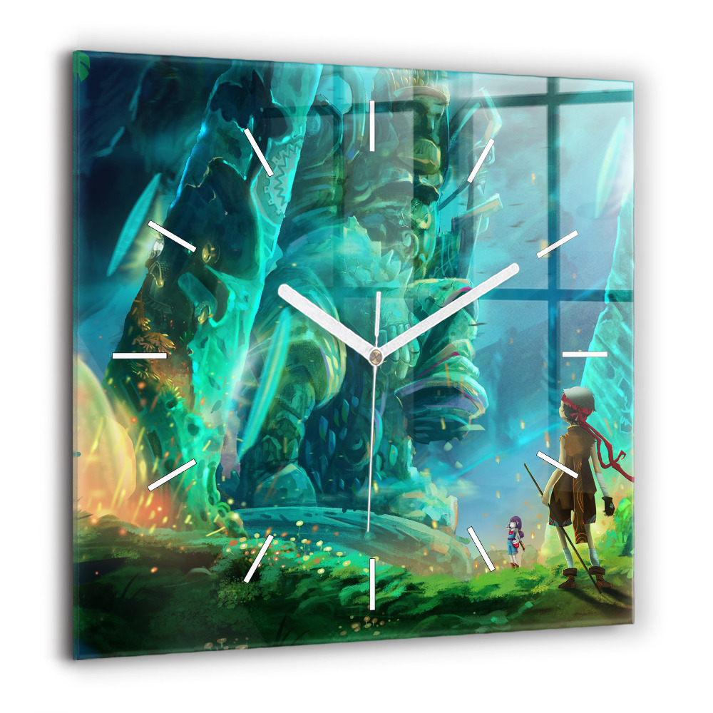 Horloge carrée en verre 60x60 cm Enfants dans une forêt