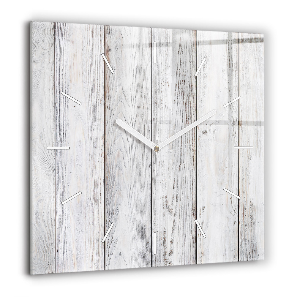 Pendule carrée en verre 60x60 cm Planches peintes