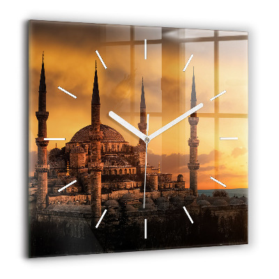 Horloge carrée en verre 60x60 cm Mosquée d'Istanbul