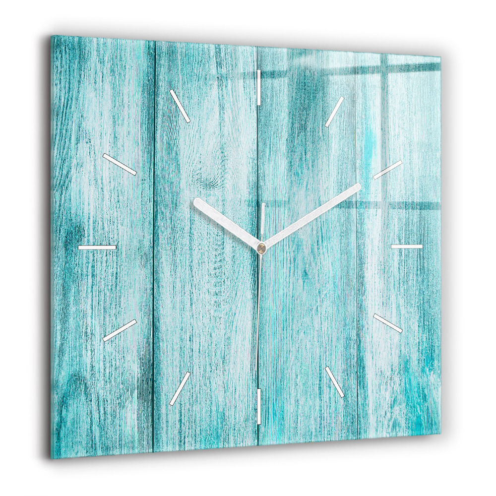 Horloge murale carrée 60x60 cm Vieux bois bleu